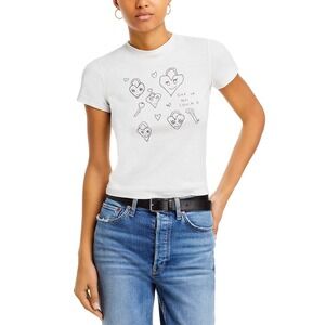 Re/Done 90s‎ Baby Tee Hearts Vintage White size small NWOT